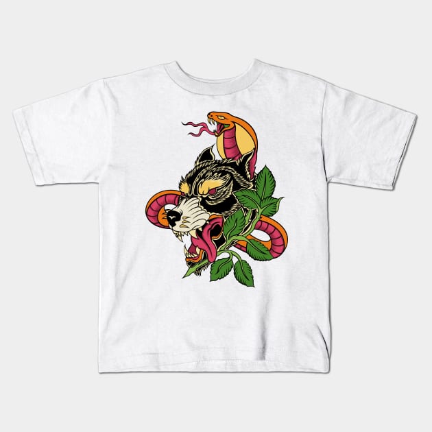 Beowulf and Snake Combo Kids T-Shirt by mystiza_art